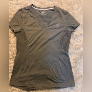 FILA Sport Gray Running Workout Shirt Mesh Sides Size S EUC